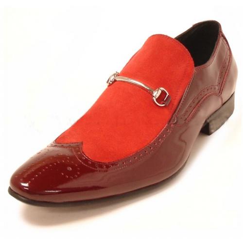 Encore By Fiesso Red Genuine Leather Loafer Shoes With Bracelet FI3194